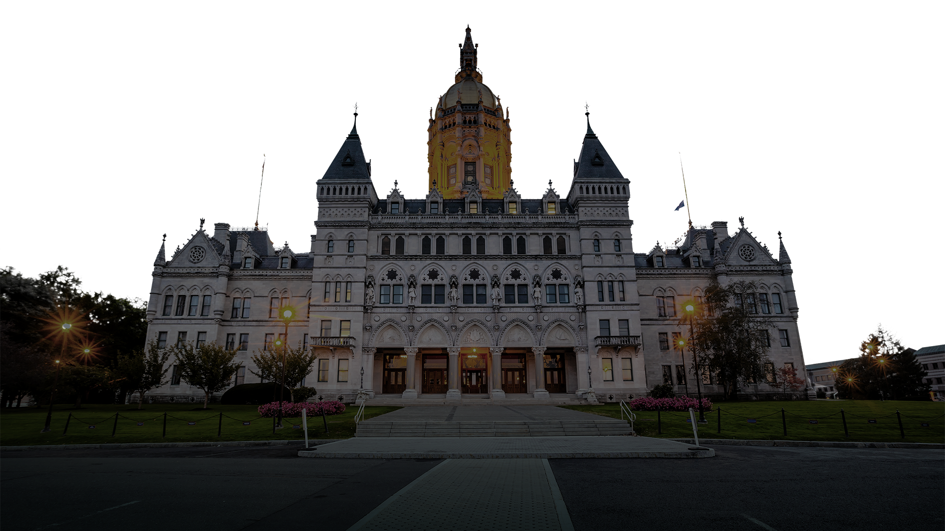 A dark image of the Connecticut State Capitol